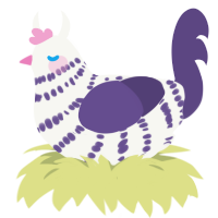 A white and overcast chicken with a bar pattern