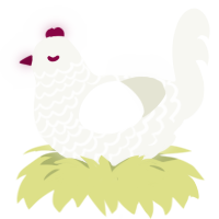 A white chicken with a lace pattern