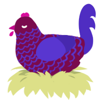 A wine and indigo chicken with a lace pattern