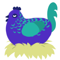 A indigo and turquoise chicken with a half-lace pattern