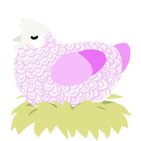 Lavi, a white and lavender chicken with a double-lace pattern