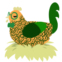 A ultramarine and lavender chicken with a double-lace pattern