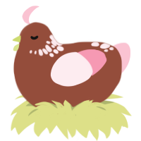 Rock, a russet and rose chicken with a neck-speckle pattern