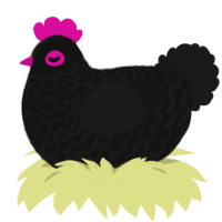 A black and sable chicken with a lace pattern