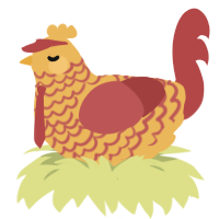 A honey and red chicken with a lace pattern