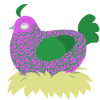 A orchid and viridian chicken with a double-lace pattern