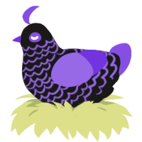 A sable and blurple chicken with a lace pattern