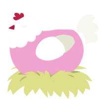 Shaved chicken, a pink and white chicken with a head pattern