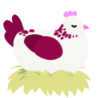 A Single Sin, a white and maroon chicken with a neck-speckle pattern