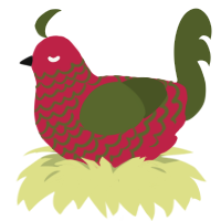 FREE PALESTINE, a crimson and olive chicken with a lace pattern