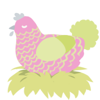 A pink and lemon chicken with a lace pattern