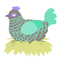 A ash and mint chicken with a lace pattern