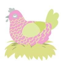 A pink and lemon chicken with a lace pattern