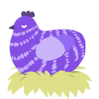 (unnamed), a blurple and lilac chicken with a bar pattern