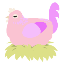 A rose and lavender chicken with a neck-speckle pattern