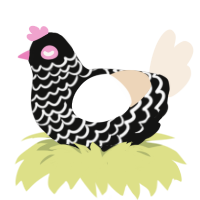 A black and cream chicken with a lace pattern