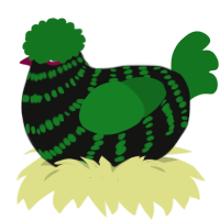 (unnamed), a black and leaf chicken with a bar pattern