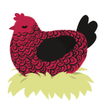 (unnamed), a crimson and sable chicken with a double-lace pattern