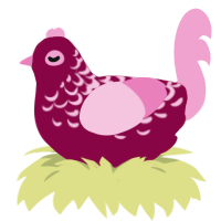 A maroon and pink chicken with a half-lace pattern