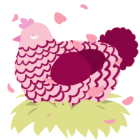 A rose and maroon chicken with a lace pattern