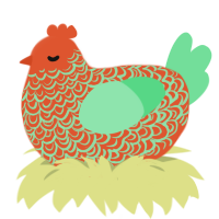 A vermilion and spring chicken with a double-lace pattern