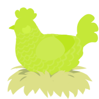 A lime chicken with a lace pattern