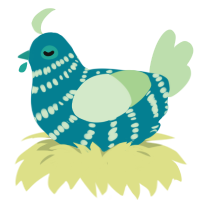 A sea and gluppy chicken with a bar pattern