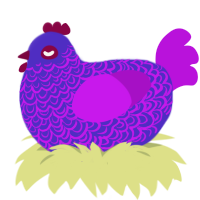 A indigo and amethyst chicken with a double-lace pattern