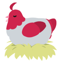 Kasane Teto, a mist and crimson chicken with a head pattern