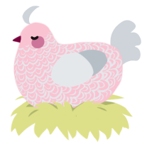 A rose and mist chicken with a double-lace pattern