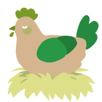 A beige and viridian chicken