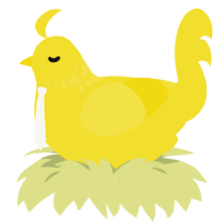 yellow fellow, a yellow chicken with a neck-speckle pattern