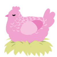 A pink chicken with a half-lace pattern