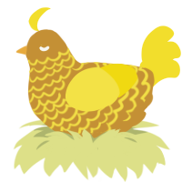 A gold and yellow chicken with a lace pattern
