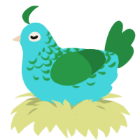 A aqua and viridian chicken with a half-lace pattern