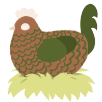 A brown and olive chicken with a lace pattern