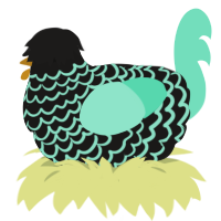 Lag00n, a sable and mint chicken with a lace pattern