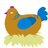 A ochre and sapphire chicken with a neck-band pattern