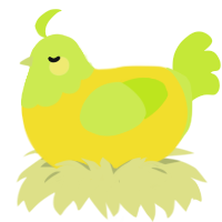 A yellow and lime chicken with a head pattern