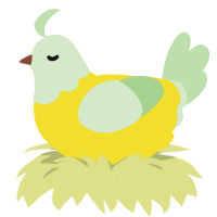 A yellow and gluppy chicken with a head pattern