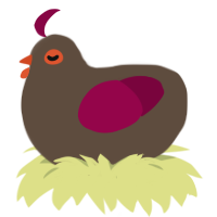 Decadence, a bark and maroon chicken