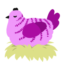 A lavender and plum chicken with a half-bar pattern