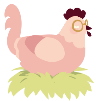 A pink chicken with a head pattern
