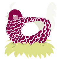 (unnamed), a maroon and white chicken with a lace pattern