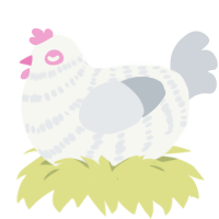 A white and mist chicken with a bar pattern