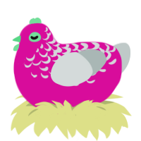 寿桃, a fuchsia and silver chicken with a half-lace pattern