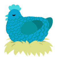 blue raspberry, a cerulean and teal chicken with a lace pattern