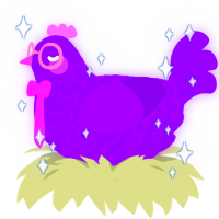 A violet chicken with a lace pattern