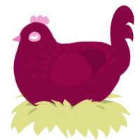A maroon chicken with a half-lace pattern