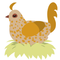 Lemon, a beige and ochre chicken with a speckle pattern